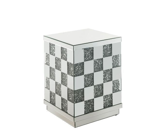 Noralie - 16" Square End Table - Mirrored & Faux Diamonds