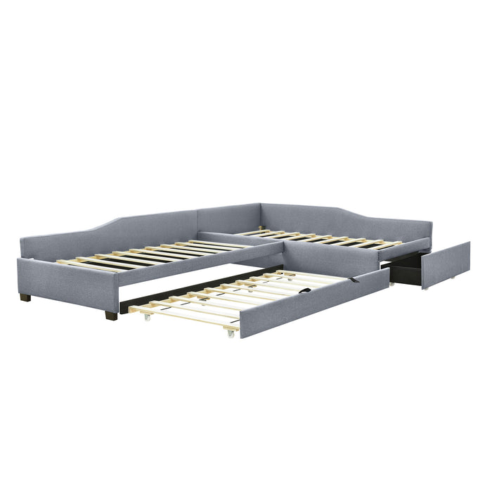 Upholstered Double Daybed With Trundle And Drawer