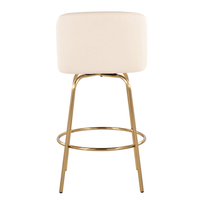 Toriano - Contemporary, Fixed Height Counter Stool With Swivel With Round Footrest (Set of 2)