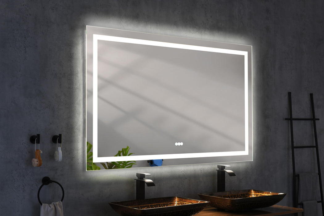 84*48 Led Lighted Bathroom Wall Mounted Mirror With High Lumen + Anti-Fog Separately Control Bedroom Full-Length Mirror Bathroom Led Mirror Hair Salon Mirror - White