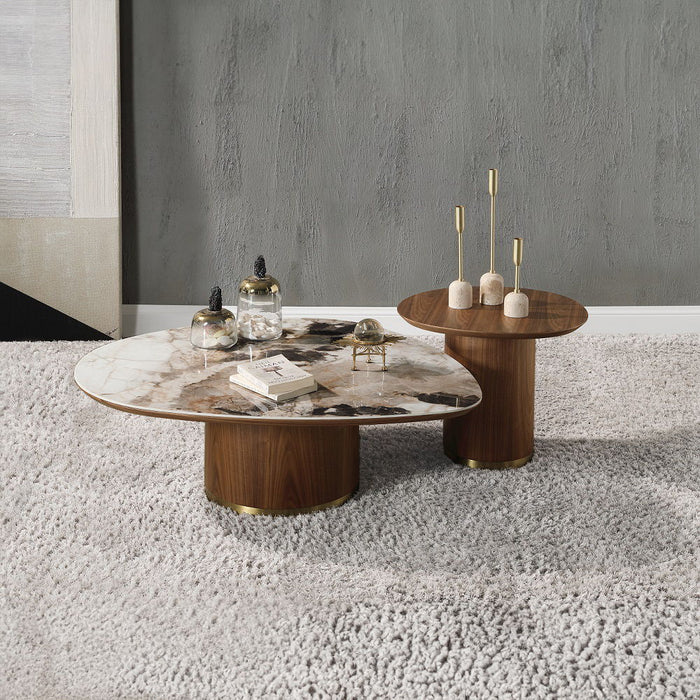 Willene - Coffee Table With Ceramic Top - Ceramic Top & Walnut