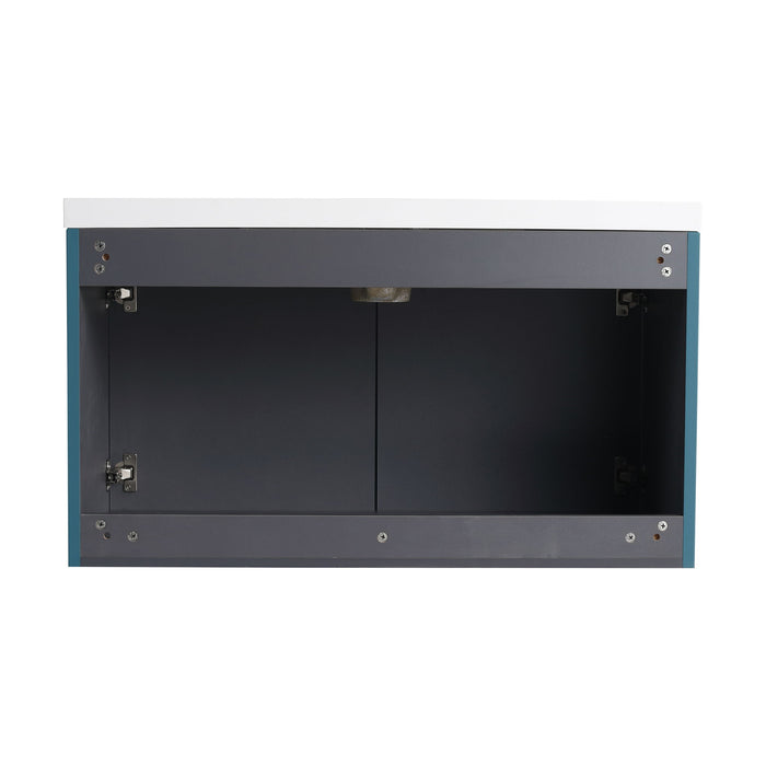 Contemporary Wall Mounted Bathroom Vanity With Resin Double Sink