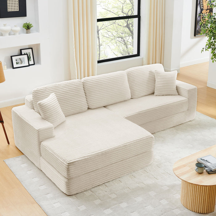 Modern Minimalist L Shape Modular Sectional Sofa, Corduroy Couch