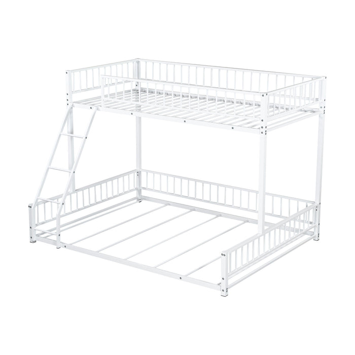 Bunk Bed Frame With Ladder And Safety Guardrails