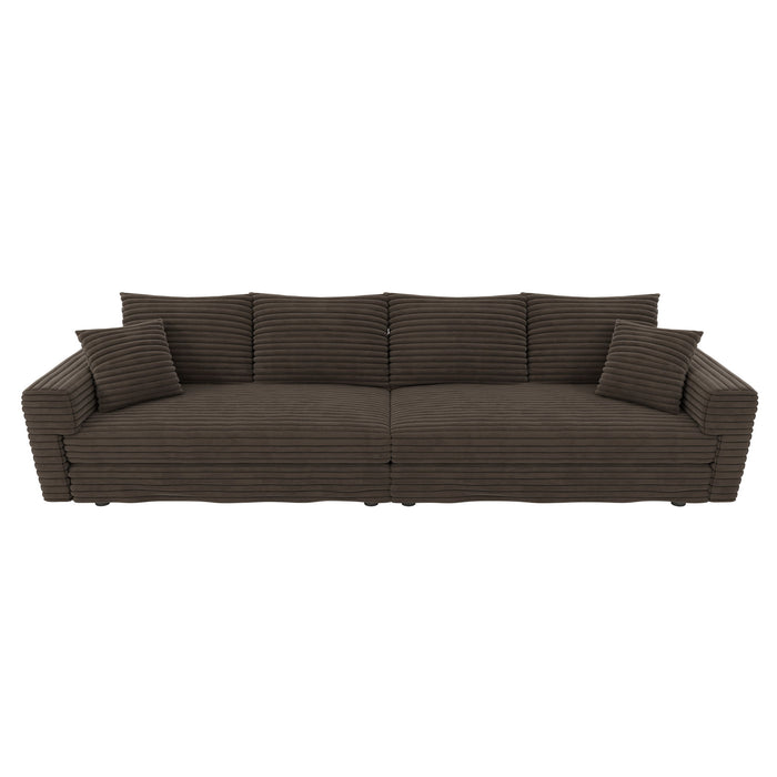 Plush Corduroy 4 Seat Sofa, Modern Comfy Upholstered Sofa Cloud Couch, Deep Seat Couches With Soft Pillows