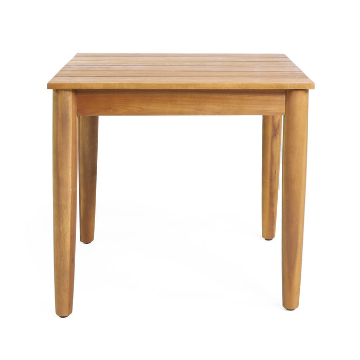 Outdoor Square Side Table With Slatted Top And Wood Frame - Teak