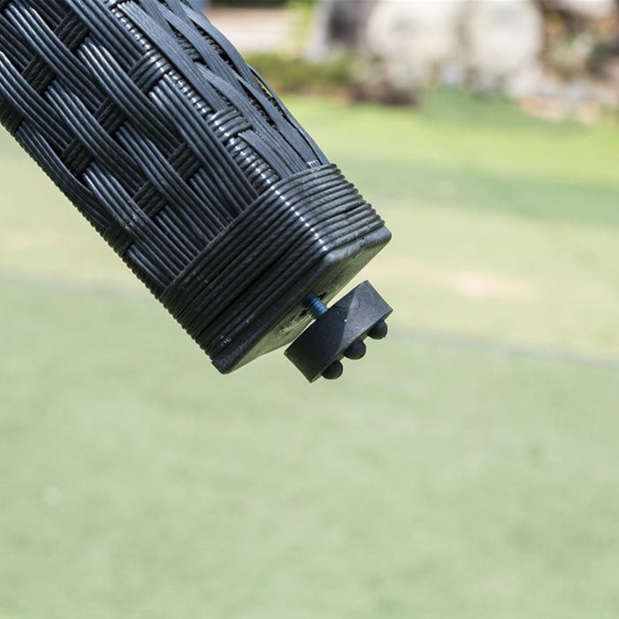 Outdoor Patio Wicker Dining Set With Acacia Wood Top