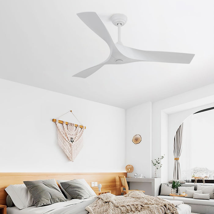 52" Ceiling Fan With Remote Control, Quiet Reversible DC Motor, For Indoor Outdoor Use - White