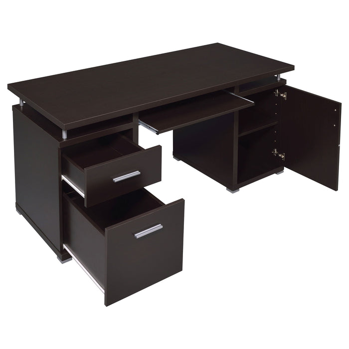 Modern Office Computer Desk With 2 Drawers, Adjustable Shelf, Slide Out Keyboard Tray