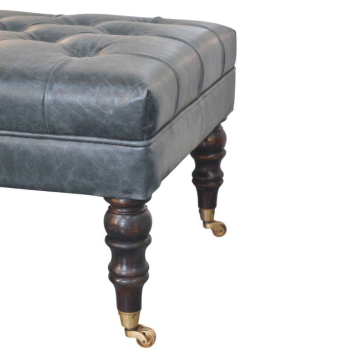 Buffalo - Leather Ottoman With Castor Legs