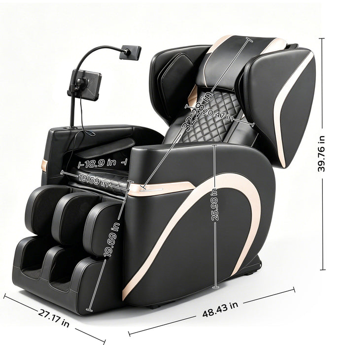 Zero Gravity Massage Chair Recliner & 10 Massage Heads And Full Body Air Pressure - Black