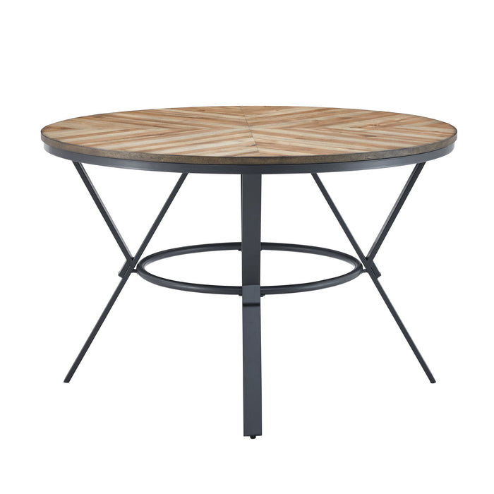 Contemporary Indoor Dining Set With Metal Legs, Birch, And Metal - Black / Natural