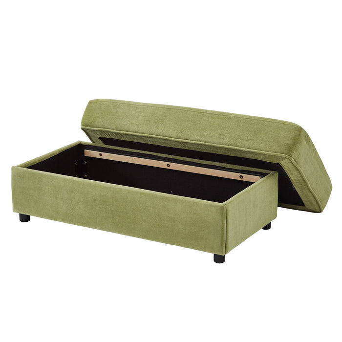 Modern Style Armchair Chaise Lounge Sofa Couch With Movable Storage Ottoman, USB Ports, Cup Holders, Phone Holder, Side Pockets