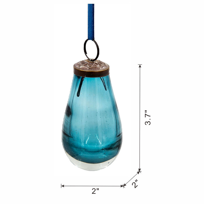 Luster Tear Drop Ornament, Glass Decorative Hanging Christmas Tree Ornaments For Holiday Party Decorations (Set of 12)