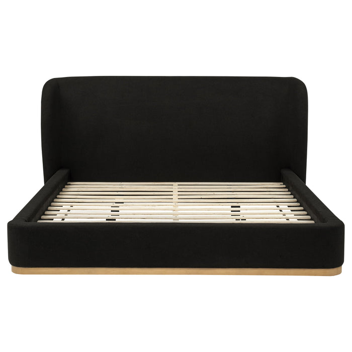 Blaire Upholstered Eastern King Wingback Platform Bed Black