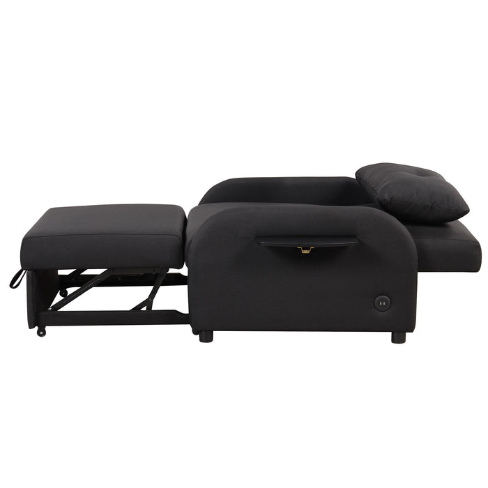Versatile Pull Out Sofa Sleeper 3 In 1 With Wing Table & USB Charge, Compact Design