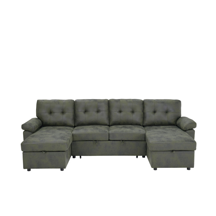 Convertible Sectional Sofa Bed With Pull Out Sleeper And Storage