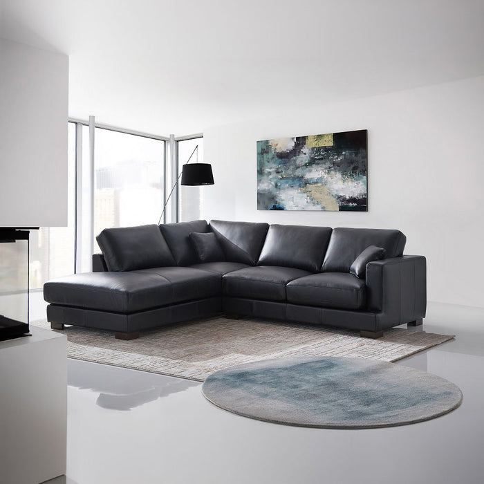Geralyn - Sectional Sofa With 2 Pillows - Black Leather
