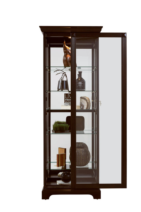 PFC Curios - Locking Slide Door 5 Shelf Curio Cabinet - Deep Cherry Brown