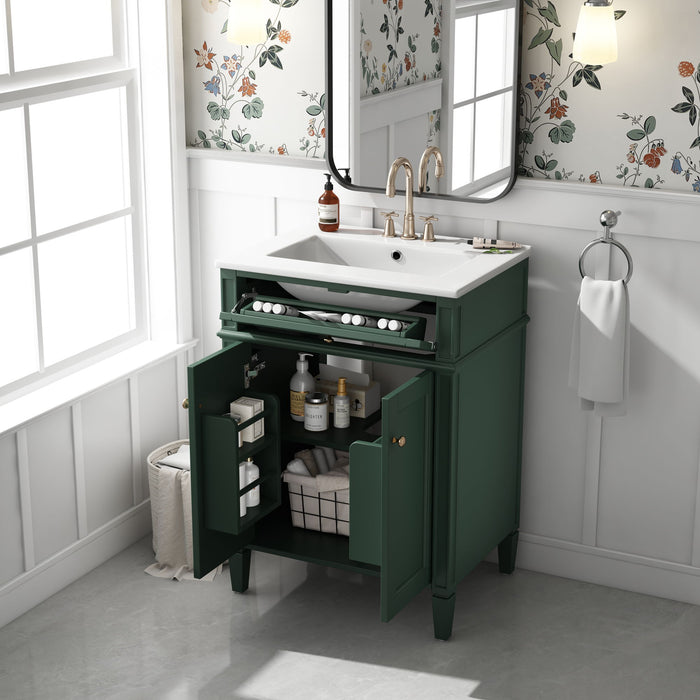 Bathroom Vanity With 2 Doors And Tip Out Drawer, Soft Closing Hinges