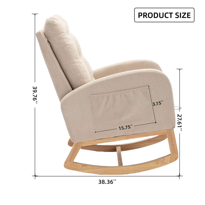 Accent Rocking Chair With Footrest, High Back