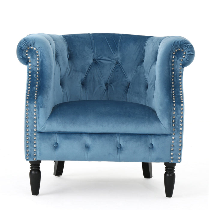Celestialis - Upholstered Club Chair With Tub Design And Rolled Recessed Armrests