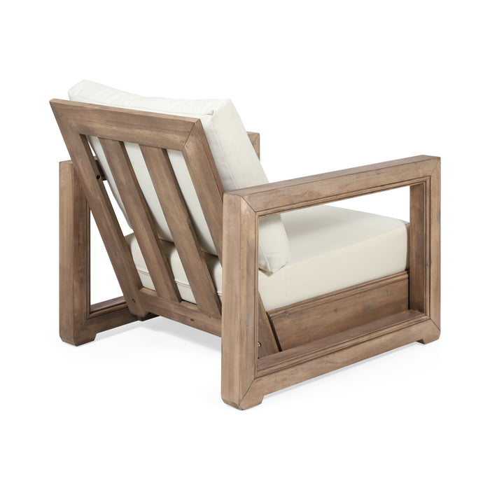 Outdoor Club Chair With Back And Seat Cushion - Brown