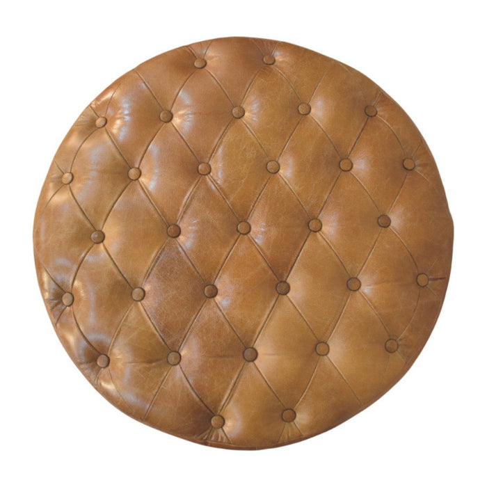 Buffalo - Round Ottoman With Castor Legs - Brown