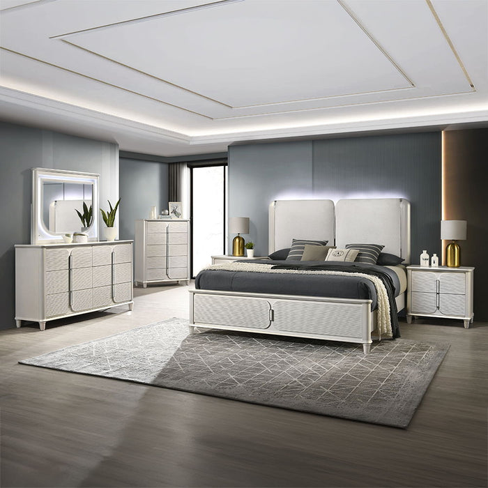 Laveda - Mirror With LED - Pearl White