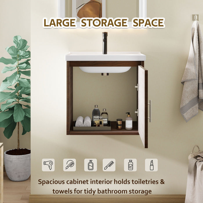 Floating Bathroom Vanity Combo, Wall Mounted Cabinet With Sink & Soft Close Doors For Small Bathrooms
