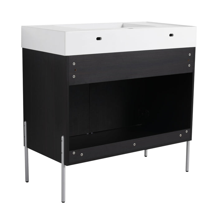 Freestanding Bathroom Vanity With Resin Sink And Storage Cabinet