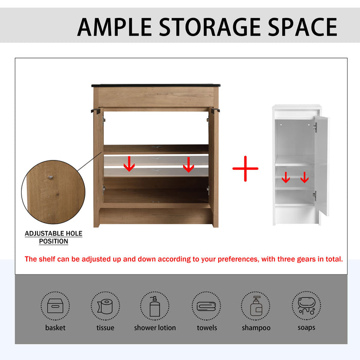 Freestanding Bathroom Vanity With Sink, Storage Cabinets, Soft Closing Doors