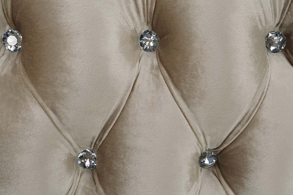 Sorina - Loveseat With 5 Pillows - Velvet, Fabric & Antique Gold