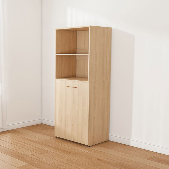 Stretchable Office Desk With Storage Shelves And Mobile Wheels