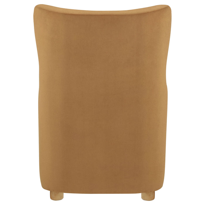 Thornton Velvet Upholstered Wingback Lounge Accent Chair Cognac