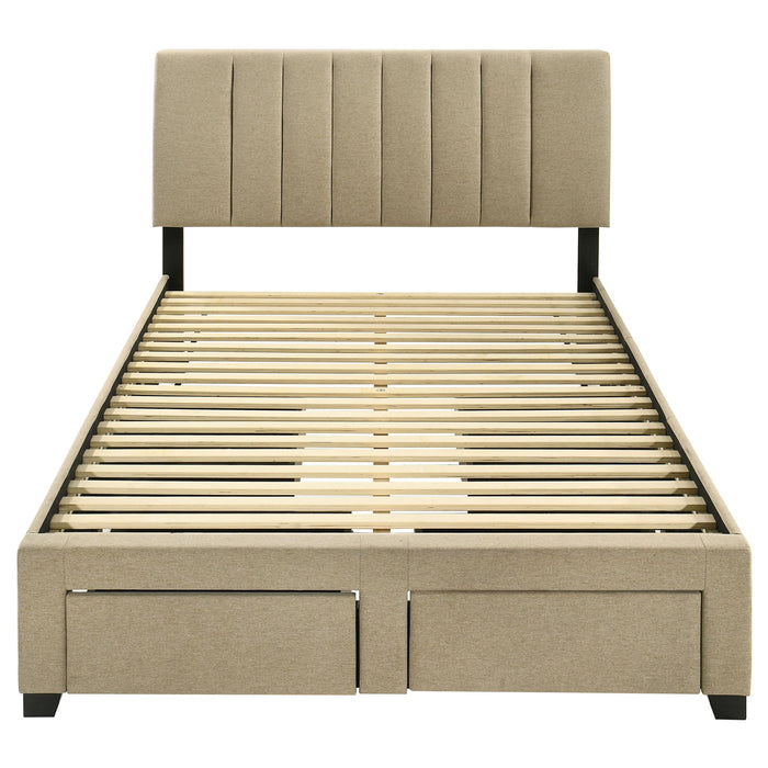 Wheatland 4-drawer Upholstered Full Storage Bed Light Brown