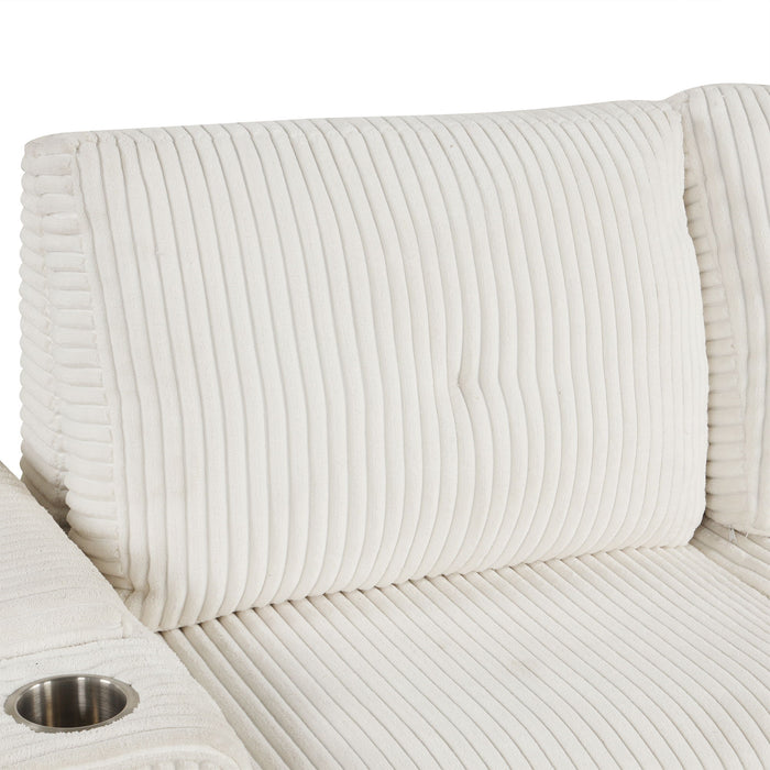 Pull-Out L-Shaped Sectional Sofa With Movable Ottoman And Stool, Large Storage Space, A Cup Holder, And 2 USB Ports For Living Room