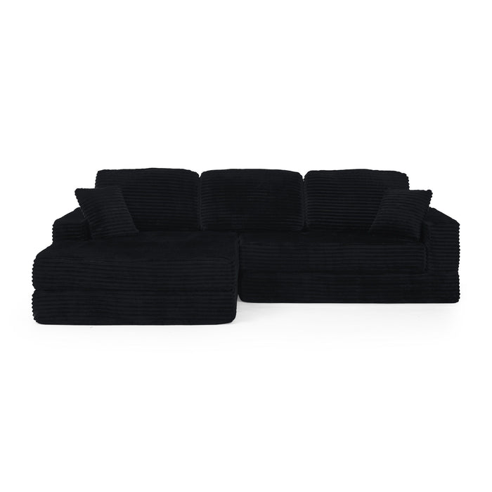 Modern Minimalist L Shape Modular Sectional Sofa, Corduroy Couch