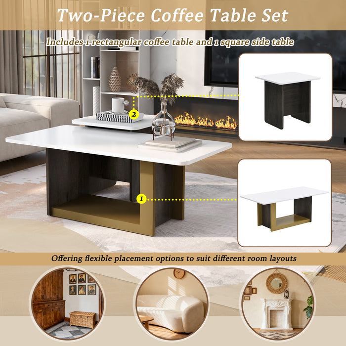 Small Square Coffee Table With End Table (Set of 2)