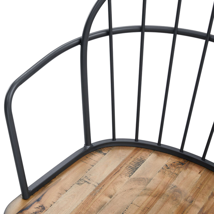 Industrial Inspired Indoor Dining Chair With Metal Legs And Birch (Set of 2) - Black / Natural