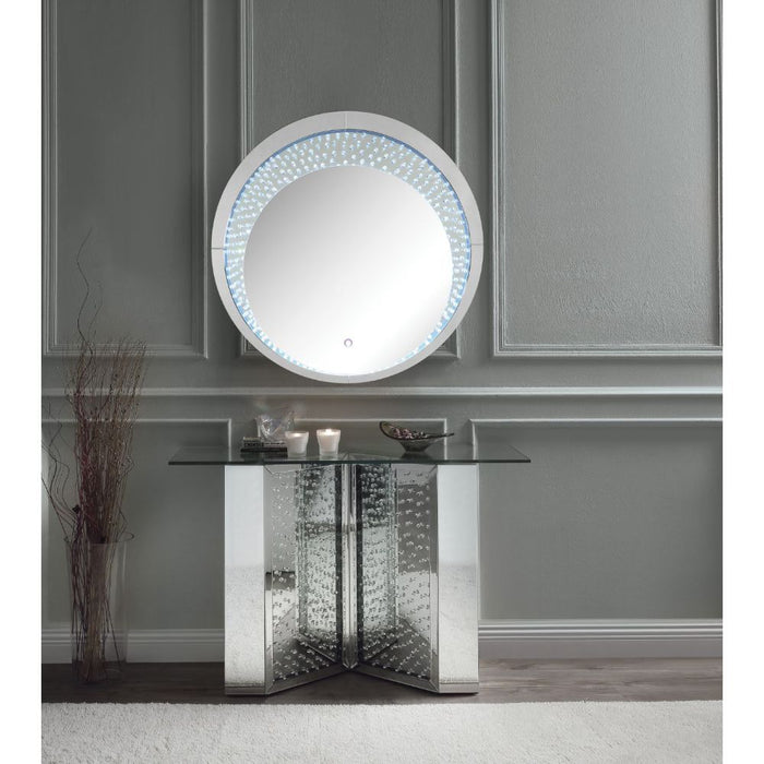 Nysa - 45" X 32" Console Table - Mirrored & Faux Crystals