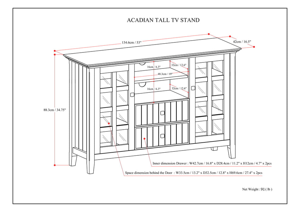Acadian - Handcrafted Tall TV Media Stand