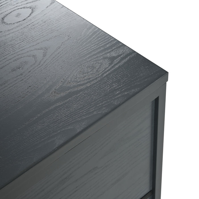 Retro Industrial 4 Door Sideboard With Large Storage, Rattan And Glass Doors