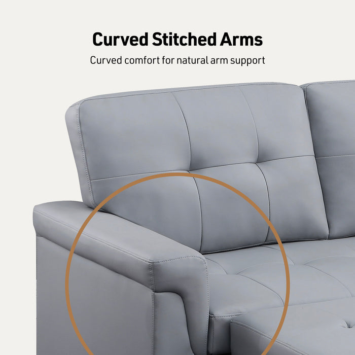 Lexi - Vegan Leather Modern Reversible Sleeper Sectional Sofa With Storage Chaise