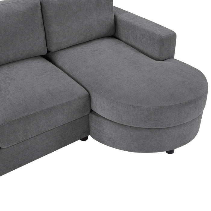 Modern L-Shaped Sectional Sofa With Curved Chaise, USB Ports, And Side Storage Pockets