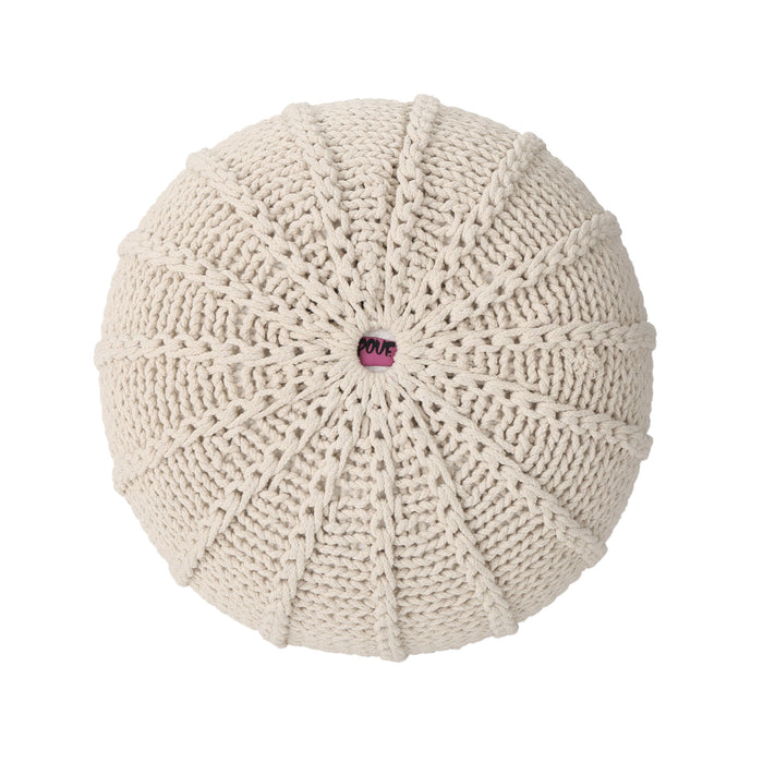 Bordeaux - Knitted Cotton Round Pouf Ottoman And Floor Cushion