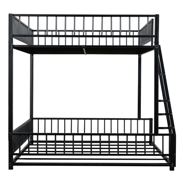 Bunk Bed Frame With Ladder And Safety Guardrails