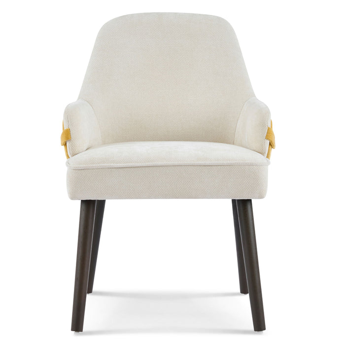 Indoor Dining Chair (Set of 2) With Sturdy Frame - Beige / Yellow
