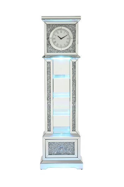 Noralie - 63" Standing Grandfather Clock With LED - Mirrored & Faux Diamonds