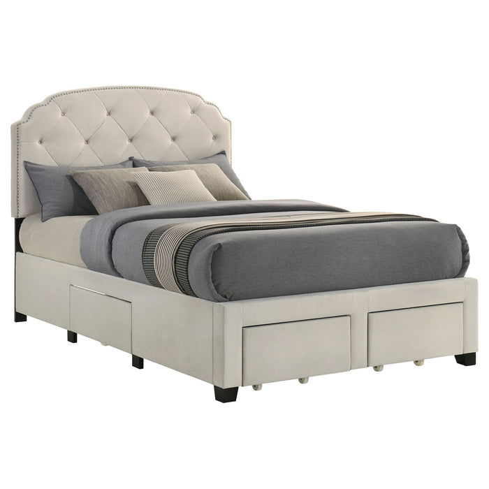 Marianna 4-drawer Upholstered Full Storage Bed Cream